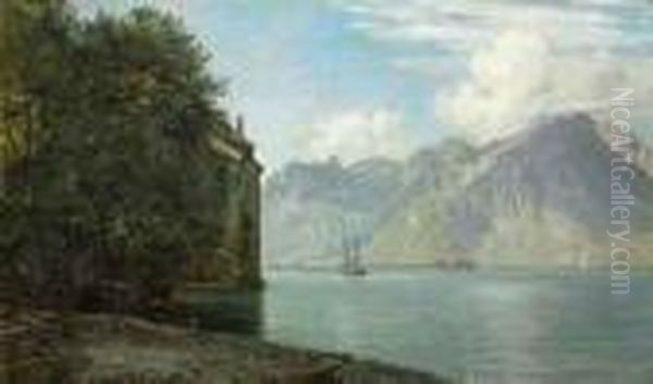 Chateau De Chillon Oil Painting by Janus Andreas Bartholin La Cour