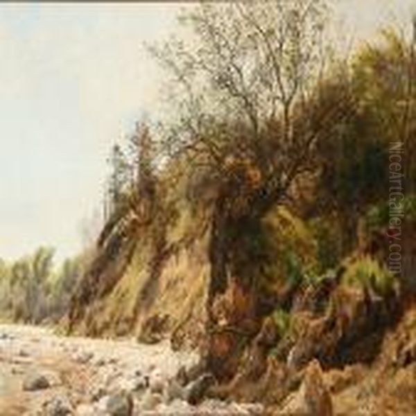Coastal Scene Frommoesgaard Beach Oil Painting by Janus Andreas Bartholin La Cour