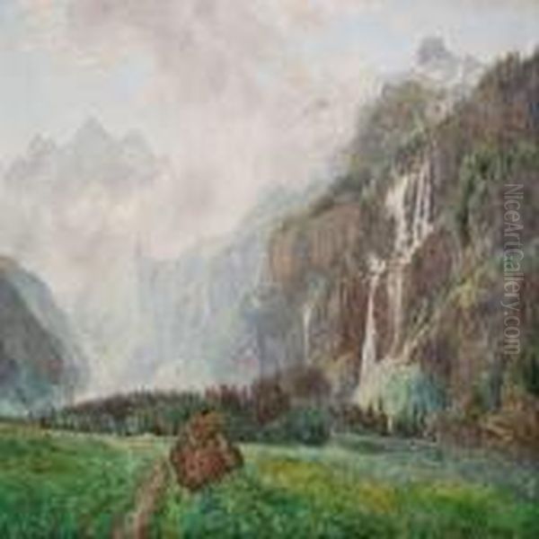 From Kandersteg In Switzerland Oil Painting by Janus Andreas Bartholin La Cour