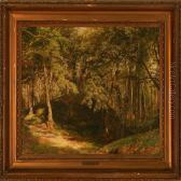 Sunny Forest Scene Oil Painting by Janus Andreas Bartholin La Cour