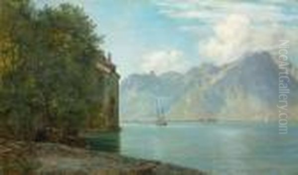 Chateau De Chillon, Lac Leman Oil Painting by Janus Andreas Bartholin La Cour
