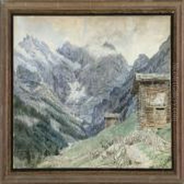 Mountain Landscape From Murren In Sefinenthal Oil Painting by Janus Andreas Bartholin La Cour