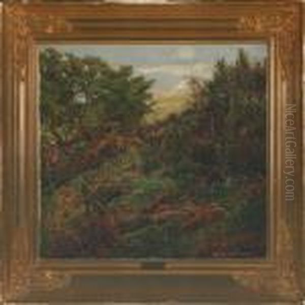 Enebaerbuske Oil Painting by Janus Andreas Bartholin La Cour