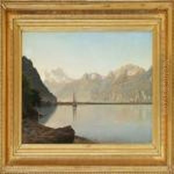 View Of Lac Lema Oil Painting by Janus Andreas Bartholin La Cour