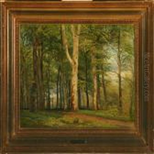 Foraarsdag I Marselisborg Skov Oil Painting by Janus Andreas Bartholin La Cour