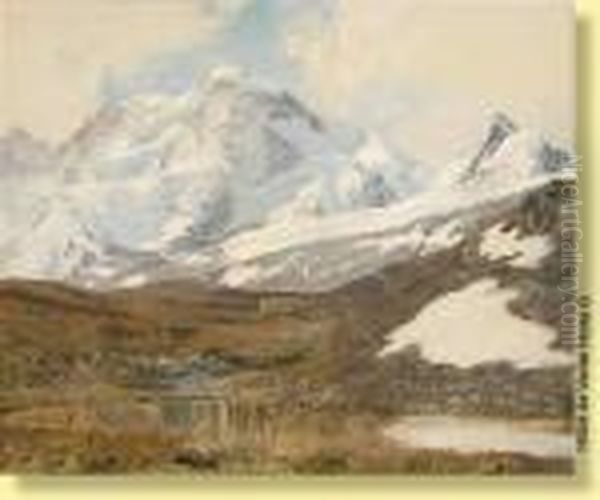Vue De Zermatt Oil Painting by Janus Andreas Bartholin La Cour