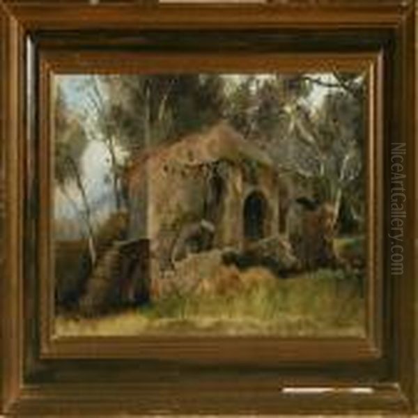 Mediterranean Study Oil Painting by Janus Andreas Bartholin La Cour
