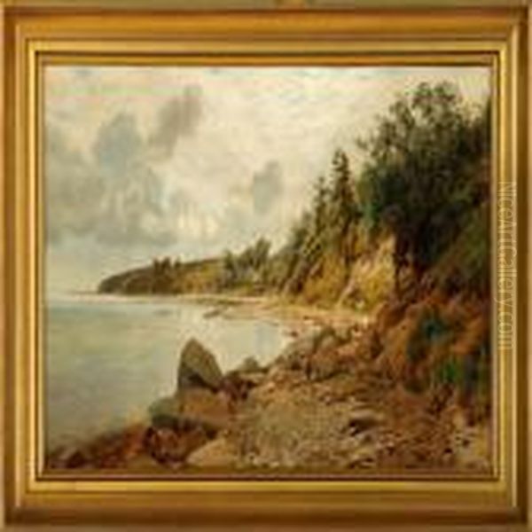 Danish Coastal Scene From Moesgaard Oil Painting by Janus Andreas Bartholin La Cour