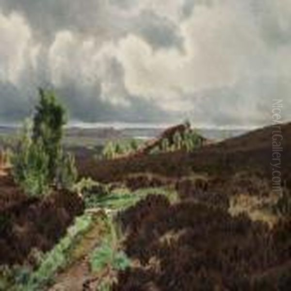 Landscape Near Silkeborgin Jutland Oil Painting by Janus Andreas Bartholin La Cour