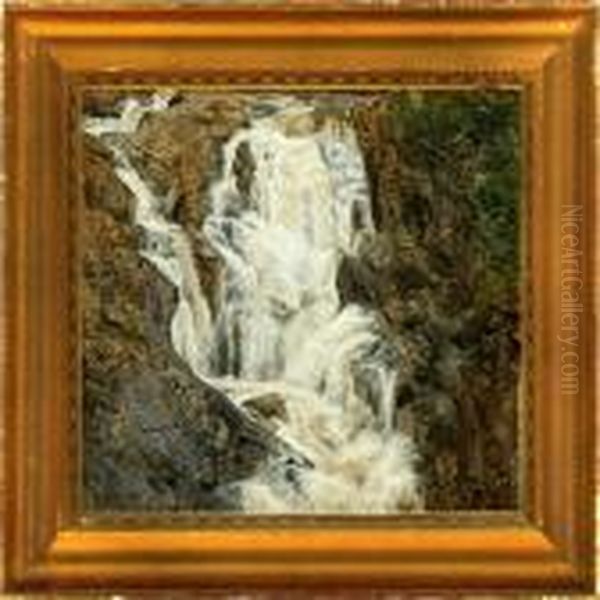 A Roar Cataract Oil Painting by Janus Andreas Bartholin La Cour