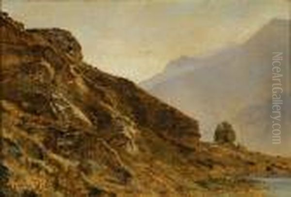 Rocky Hillside Oil Painting by Janus Andreas Bartholin La Cour