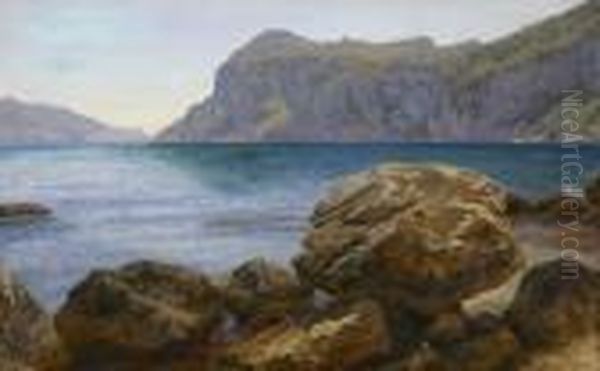Cliffs Of Capri Oil Painting by Janus Andreas Bartholin La Cour