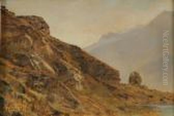 Mountain Slope Oil Painting by Janus Andreas Bartholin La Cour
