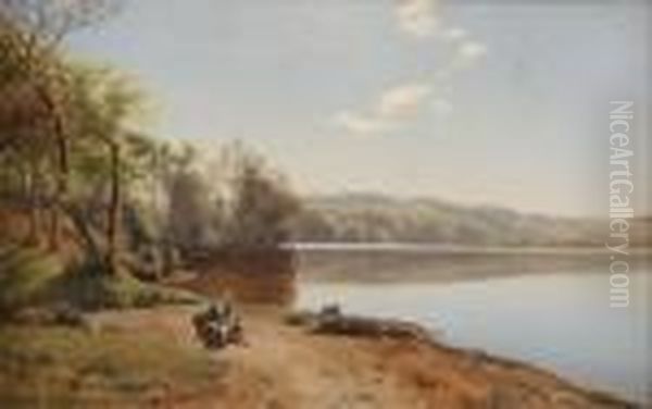 Lake Scene Oil Painting by Janus Andreas Bartholin La Cour