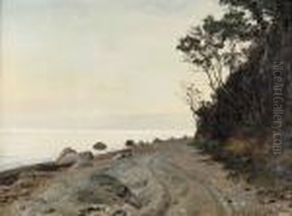 Abendstimmung An Einem See. Oil Painting by Janus Andreas Bartholin La Cour