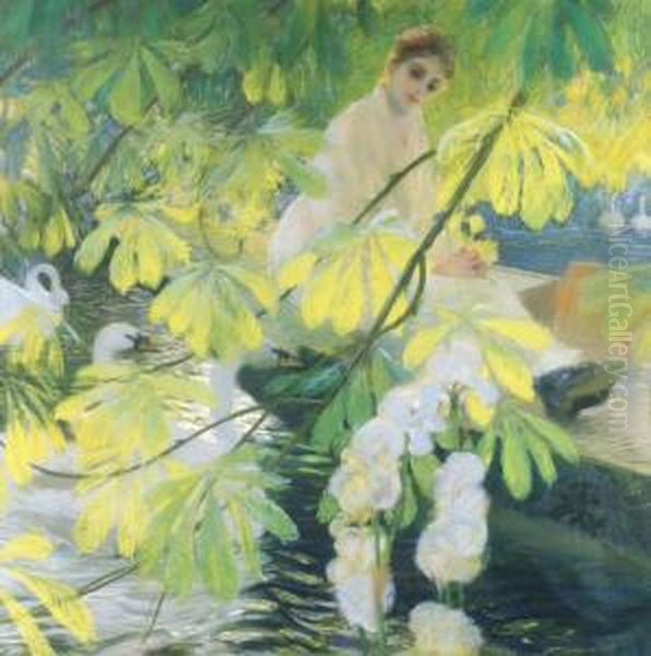 Sous L'arbre
Signed 'gaston La Touche' (lower Right) Oil Painting by Gaston de Latouche