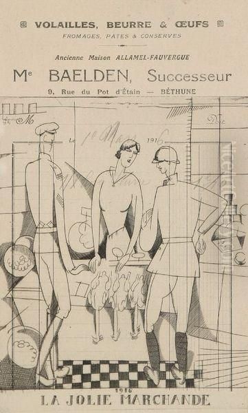 La Jolie Marchande De Volailles Oil Painting by Jean Emile Laboureur