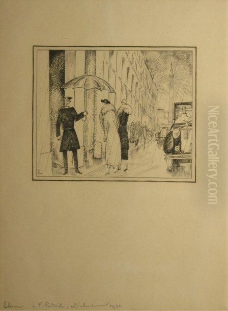 Hiver A Paris Oil Painting by Jean Emile Laboureur