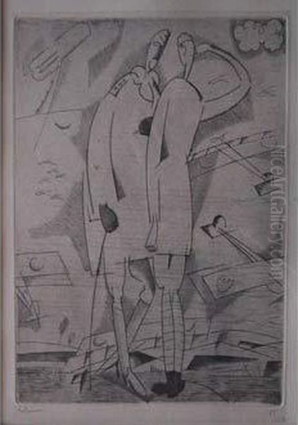 Flying Corps. 1916-1921 Oil Painting by Jean Emile Laboureur