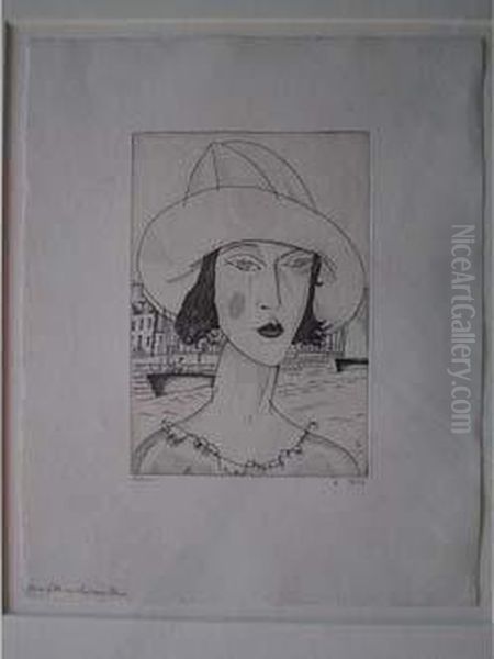 Jeune Fille Au Chapeau Blanc / Young Woman With White Hat. 1921 Oil Painting by Jean Emile Laboureur