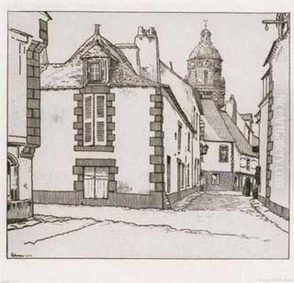 Maisons Au Croisic Ou Une Rue Au
 Croisic / Houses In Le Croisic Or A Street In Le Croisic. 1912 Oil Painting by Jean Emile Laboureur