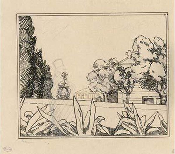 Acropole Vu De La Chapelle De 
Hagios Demetrios Loumpardiaris / The Acropolis Seen From The Hagios 
Demetrios Loumpardiaris Chapel. 1911 Oil Painting by Jean Emile Laboureur