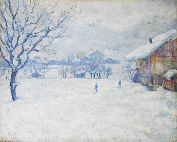 Megeve In Winter Oil Painting by Arnold Borisovic Lakowskij