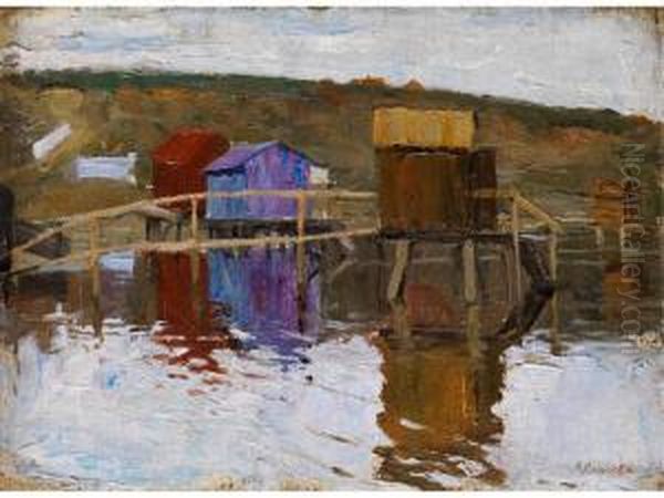 Hutte Am Ufer Oil Painting by Arnold Borisovic Lakowskij