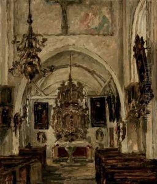 Church Interior Oil Painting by Arnold Borisovic Lakowskij