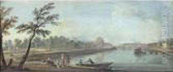 Vue De Paris Depuis Les Tuileries Oil Painting by Jean-Baptiste Lallemand