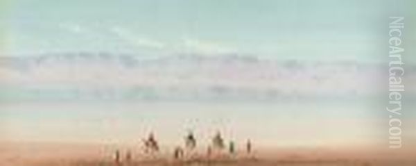 Bedouin Crossing The Desert Oil Painting by Augustus Osborne Lamplough