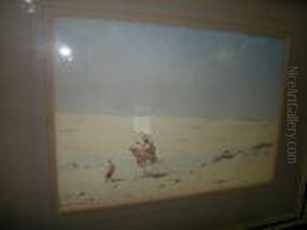 Bedouin With Their Camels In The Desert Oil Painting by Augustus Osborne Lamplough