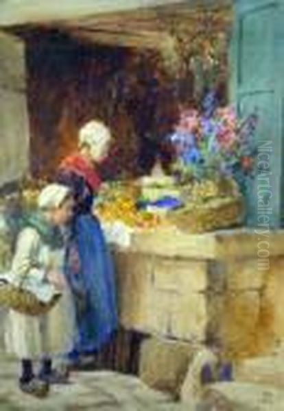The Fruit Stall Oil Painting by Percy Lancaster