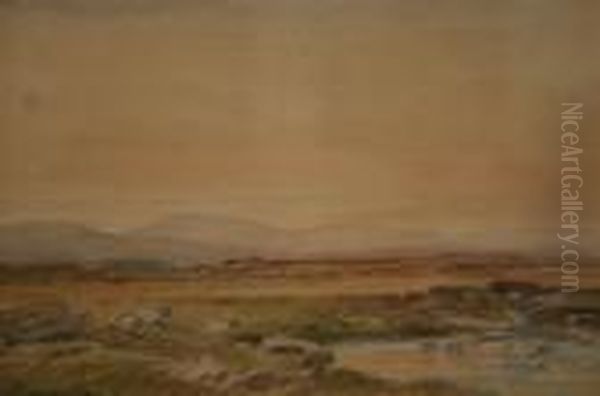Moorland Scene With Sheep And River Oil Painting by Percy Lancaster