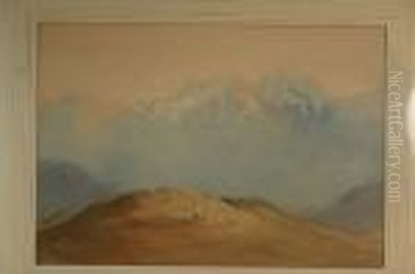 Mountainscape With Sheep Resting Oil Painting by Percy Lancaster