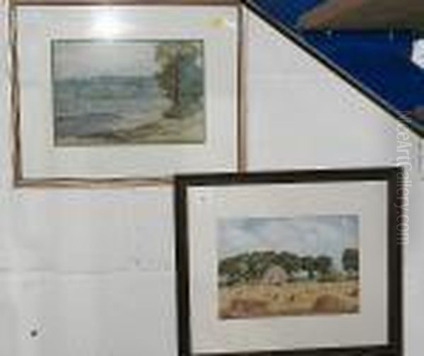 A Rural Landscape, Signed And 
Dated 1919, Watercolour, Together With Another 'wephmam, Sussex' By 
Joseph Kirkpatrick Oil Painting by Percy Lancaster