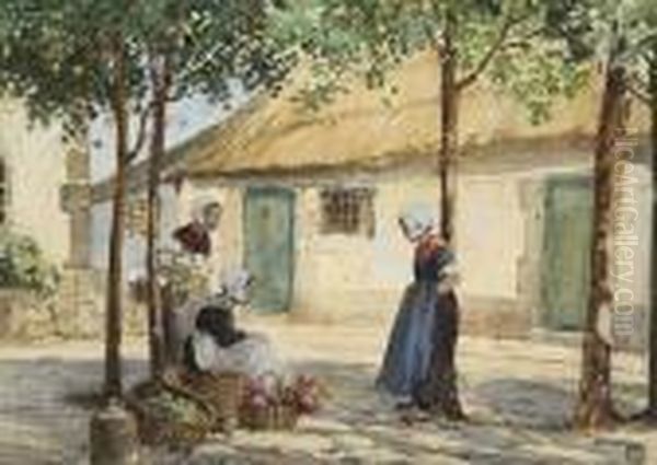 Breton Girls Oil Painting by Percy Lancaster