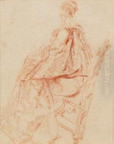 Jeune Femme Assise Vue De Dos Oil Painting by Nicolas Lancret