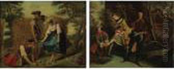 Winter 
And
 Autumn: A Pair Of Paintings Oil Painting by Nicolas Lancret