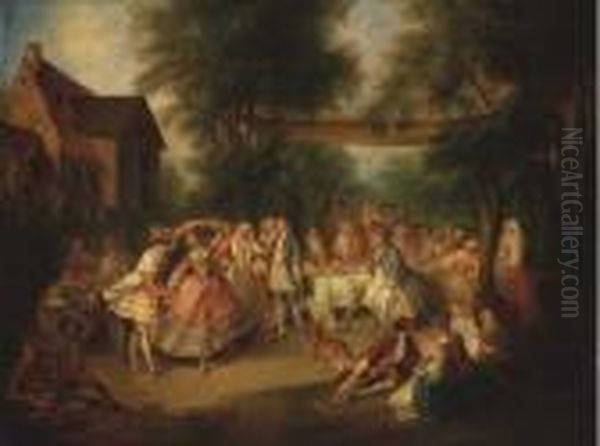 Fete En Plein Air Oil Painting by Nicolas Lancret