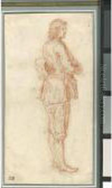 Young Man Standing Holding A Hat Oil Painting by Nicolas Lancret