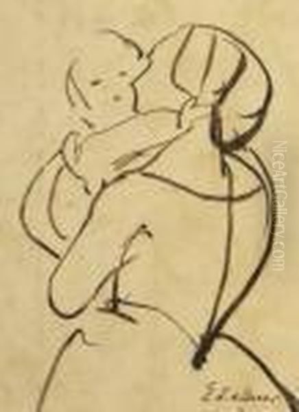 Mother And Child Oil Painting by Sir Edwin Henry Landseer