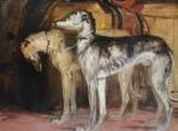 Study Of Two Deer Hounds Oil Painting by Sir Edwin Henry Landseer