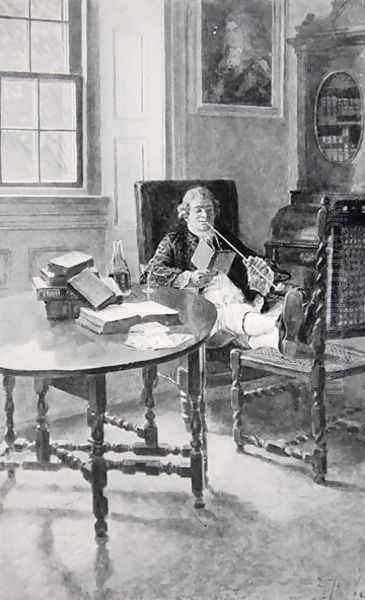 A Virginia Planter in retirement on his estates, 1670s, published in Harpers Magazine, 1896 Oil Painting by Howard Pyle