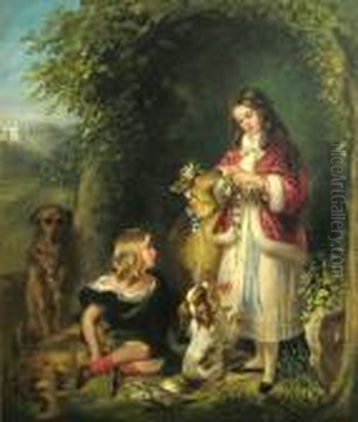 The Marquess Of Stafford And The Lady Evelyngower Oil Painting by Sir Edwin Henry Landseer