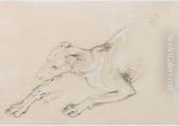 Study Of A Wolf Hound Oil Painting by Sir Edwin Henry Landseer