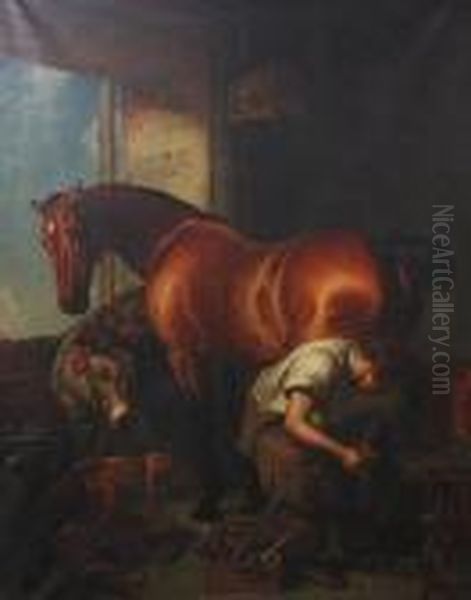 At The Forge Oil Painting by Sir Edwin Henry Landseer