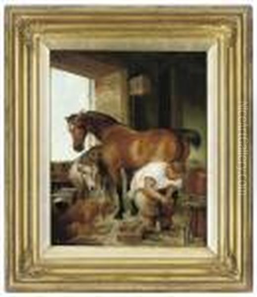 The Shoeing Oil Painting by Sir Edwin Henry Landseer