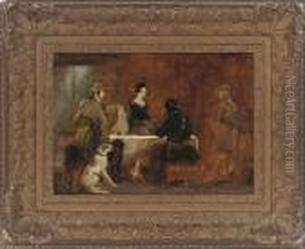 Interior Of A Crofter's Cottage Oil Painting by Sir Edwin Henry Landseer