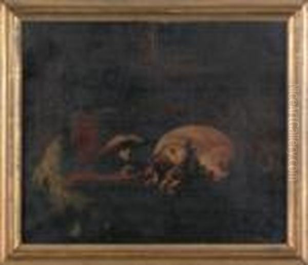 Two King Charles Spaniels Oil Painting by Sir Edwin Henry Landseer